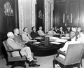 Acting Governor Charley E. Johns with his cabinet conducting business at the Capitol office - Tallahassee, Florida.