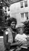Mother with her child at the West Florida Midwives Institute at Florida A&M College in Tallahassee, Florida.