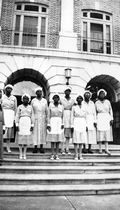 Group portrait showing some of the midwives that met at Florida A&M College in Tallahassee, Florida.