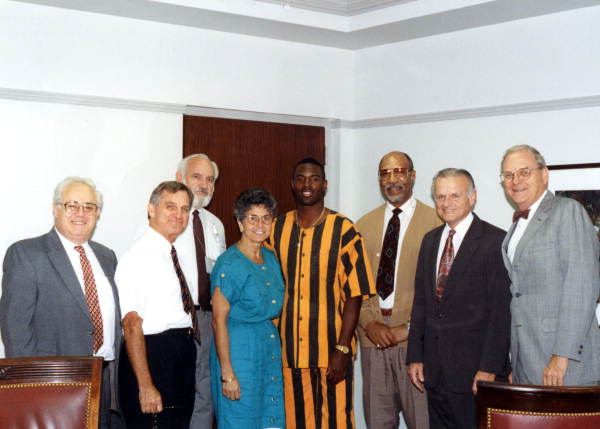 Florida Supreme Court Justices getting a visit from FSU football quarterback Charlie Ward at the Supreme Court Building in Tallahassee, Florida.