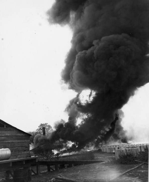 Fire at W.J. Boynton's turpentine still in Tallahassee, Florida.