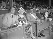 Cmdr. & Mrs. Harold Crossman with Stephen Sanford, right, at the Hialeah Racetrack.