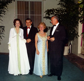 Dr. & Mrs. James Geerdes with Mrs. Harry C. Mills and James V. Houston at the St. Mary's Hospital ball in Palm Beach.