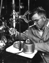 A research chemist working at the U.S. Naval Stores Experimental Station - Olustee, Florida.