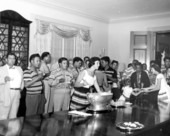 Seminole Indians being received by Mrs. Collins LeRoy and her daughters at the Governor's Mansion - Tallahassee, Florida.