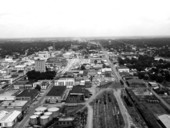 Aerial view with railroad yard - Pensacola, Florida.