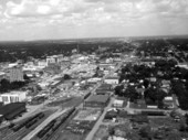 Aerial view of train yard - Pensacola, Florida.