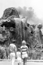 Model Melody May with others viewing volcano at the Jungle Land attraction in Panama City.