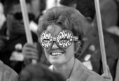 Nixon supporter wearing political glasses at the Republican National Convention - Miami Beach, Florida.