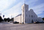 Fort Coombs Armory on the west corner of High St. and Ave. D in the Apalachicola Historic District.