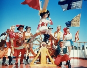 Costumed participants aboard ship at the Gasparilla festival in Tampa.