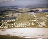 Aerial view looking west over the Mayport Naval Station.