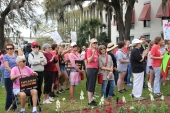 Gun-control activists with their signs at the Old Capitol during the Never Again Rally in Tallahassee.