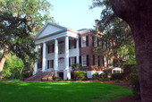 View of the frontal facade of the Call-Collins House at The Grove in Tallahassee, Florida.