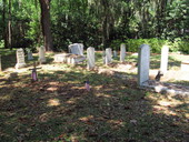 Headstones in burial ground at The Grove in Tallahassee, Florida.
