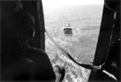 View of boat from U.S. Coast Guard helicopter.