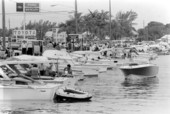 Boats docked along North Roosevelt Boulevard during the Mariel Boatlift.