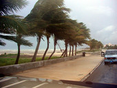 View of Smathers Beach by South Roosevelt Boulevard during Hurricane Charley - Key West, Florida.