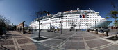 Panoramic view of cruise ship "Celebration" at Mallory Square - Key West, Florida.