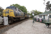 CSX locomotive 617 passing by the Railside House Museum - Hawthorne, Florida