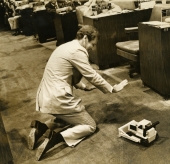 Representative Bill Nelson with a toy bulldozer - Tallahassee, Florida.