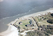 Aerial view overlooking Fort Clinch State Park - Fernandina Beach, Florida.