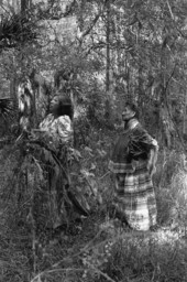 Susie Jim Billie and daughter Agnes Cypress searching for medicinal plants and herbs- Big Cypress Seminole Indian Reservation, Florida