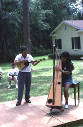 Jesus Rodriguez and Cecilia Santos playing music at the 1991 Florida Folk Festival - White Springs, Florida