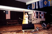 Jesus Rodriguez playing the Venezuelan harp at the Stephen Foster Center during the 1991 Florida Folk Festival - White Springs, Florida