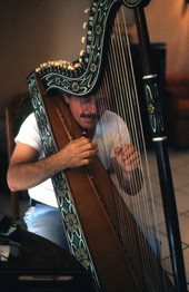 Jesus Rodriguez playing the Venezuelan harp- Naples, Florida