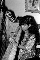 Cecilia Santos plays Venezuelan harp- Miami, Florida