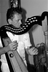 Jesus Rodriguez playing Venezuelan harp- Miami, Florida.