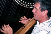 Jesus Rodriguez playing Venezuelan harp- Miami, Florida.