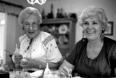 Ola Kryway (L) and apprentice Mary Martin decorating Easter eggs with the Ukrainian pysanky technique - Titusville, Florida.