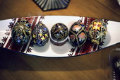 Easter eggs decorated by Ola Kryway and apprentice Mary Martin using the Ukrainian pysanky technique - Titusville, Florida.