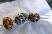 Easter eggs decorated by Ola Kryway and apprentice Mary Martin using the Ukrainian pysanky technique - Titusville, Florida.