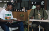 Elton Noble learning gospel steel guitar from his mentor Aubrey Ghent - Fort Pierce, Florida