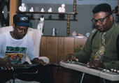 Gospel steel guitarist Aubrey Ghent teaching his apprentice Elton Noble - Fort Pierce, Florida