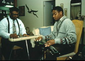 Elton Noble learning gospel steel guitar from his mentor Aubrey Ghent - Fort Pierce, Florida