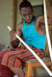 Alphonso Jennings preparing white oak for basket making - Lamont, Florida
