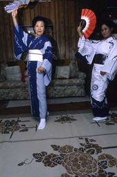 Japanese dancer Kazuko Law, left, and apprentice Ofuyu Forrest practicing - Gulf Breeze, Florida