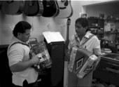 Norteno accordion player Tomas Granado, right, and his apprentice Abe Arrazola - Homestead, Florida.