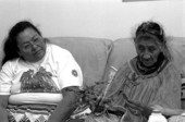Seminole healer Susie Jim Billie, right, discussing herbs with her apprentice Mary Johns - Clewiston, Florida.