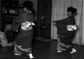 Kazuko Law, left, and her apprentice Ofuyu Forrest practicing traditional Japanese dance - Gulf Breeze, Florida.