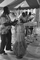 The Junkanoos of Key West performing at the 1984 Florida Folk Festival - White Springs, Florida