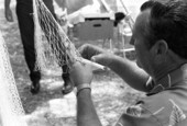 Bobby Smith demonstrating net making at the 1987 Florida Folk Festival - White Springs, Florida