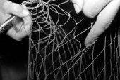 Closeup of net making demonstration at the 1987 Florida Folk Festival - White Springs, Florida