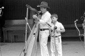 Jesus Rodriguez playing Venezuelan harp at the 1987 Florida Folk Festival - White Springs, Florida