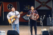Norteno accordion player Tomas Granado, right, and his apprentice Abraham Arrazola performing at the 1992 Florida Folk Festival - White Springs, Florida.