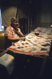 Alma Bailey McMullen quilting during Rural Folklife Days demonstrations - White Springs, Florida